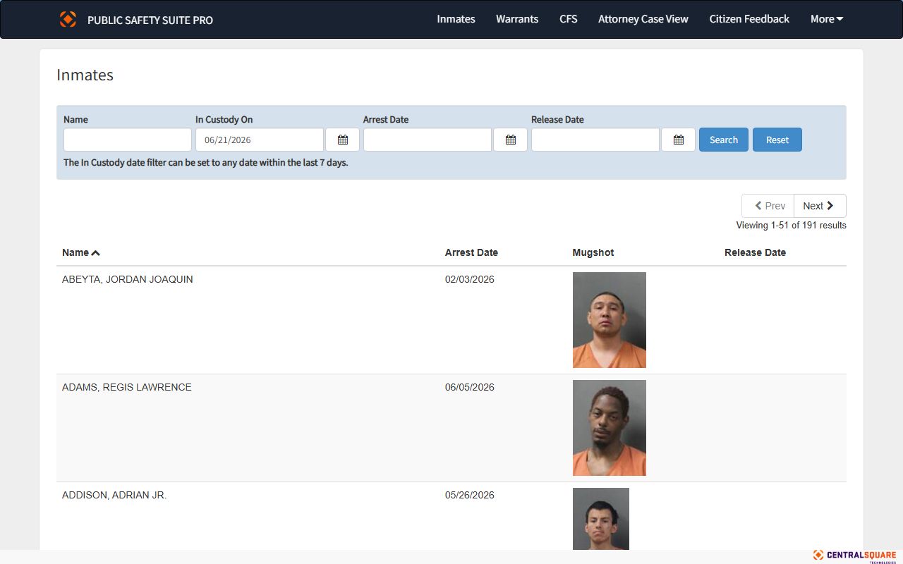 Scotts Bluff County inmate population Zuercher roster search fields